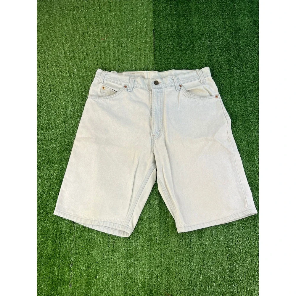 Vintage‎ Levis 550 Orange Tab Denim Shorts Mens 33 Light Wash Blue Made in USA